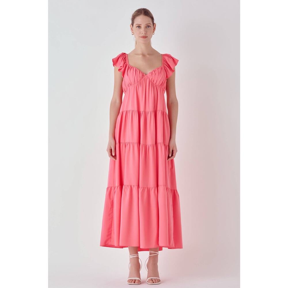 NWT XS Free The Roses Pink Ruffle Maxi Dress